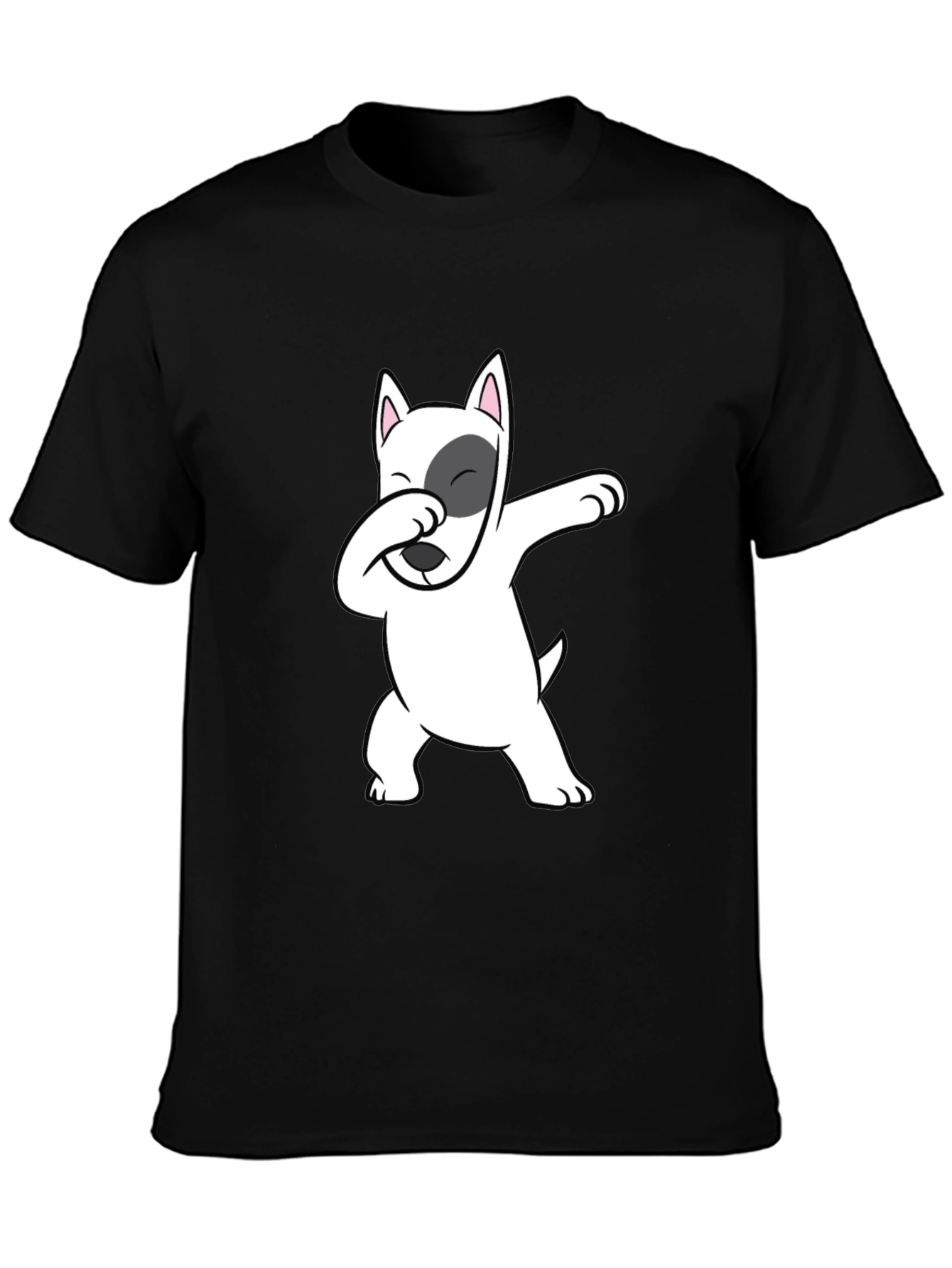 Black Dabbing Dog Graphic Tee - Cool Bull Terrier T-Shirt view 3