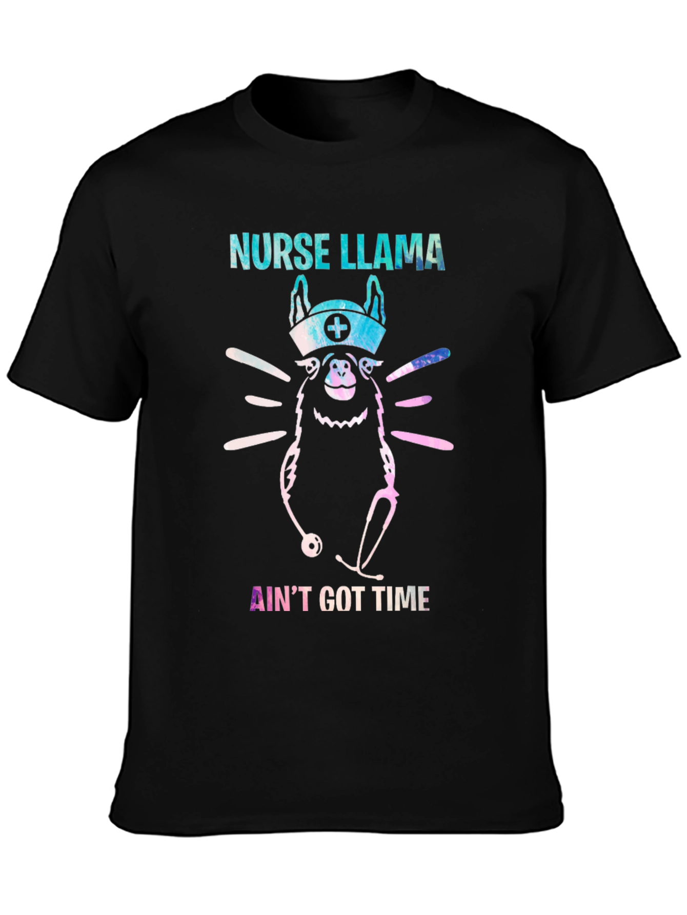 Black Nurse Llama T-Shirt - Ain't Got Time view 3