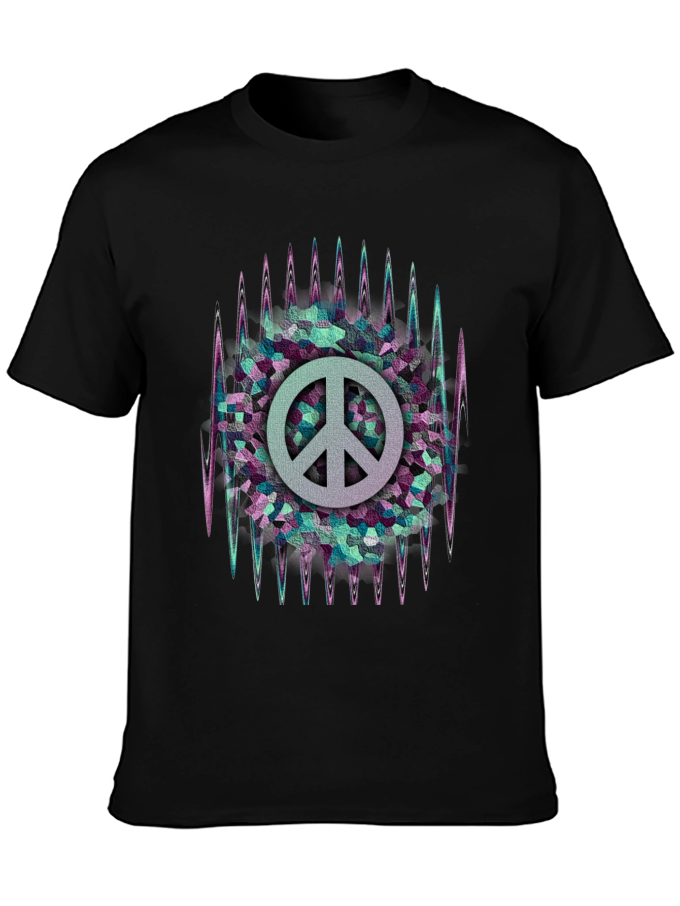 Black Peace Sign Graphic Tee - Retro Style view 3