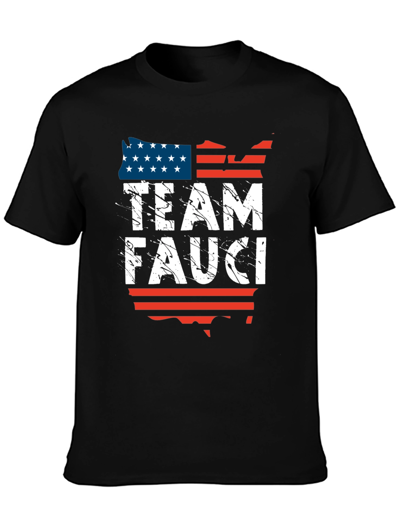 Black Team Fauci USA Flag Graphic T-Shirt view 3