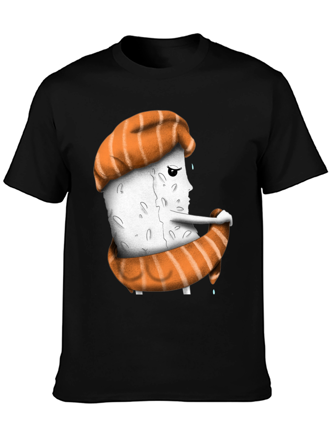 Black Sushi Sadness T-Shirt - Unique Graphic Tee view 3