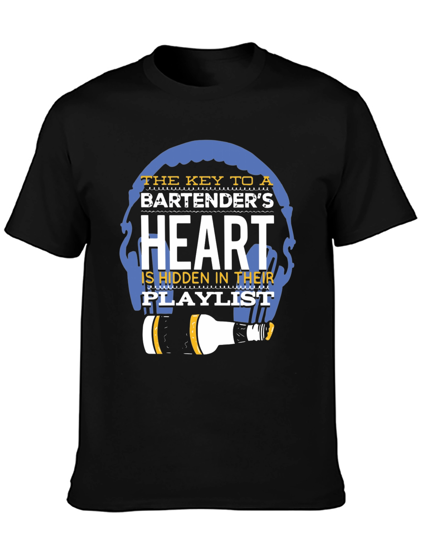 Black Bartender's Heart Playlist T-Shirt - Music Lover Tee view 3