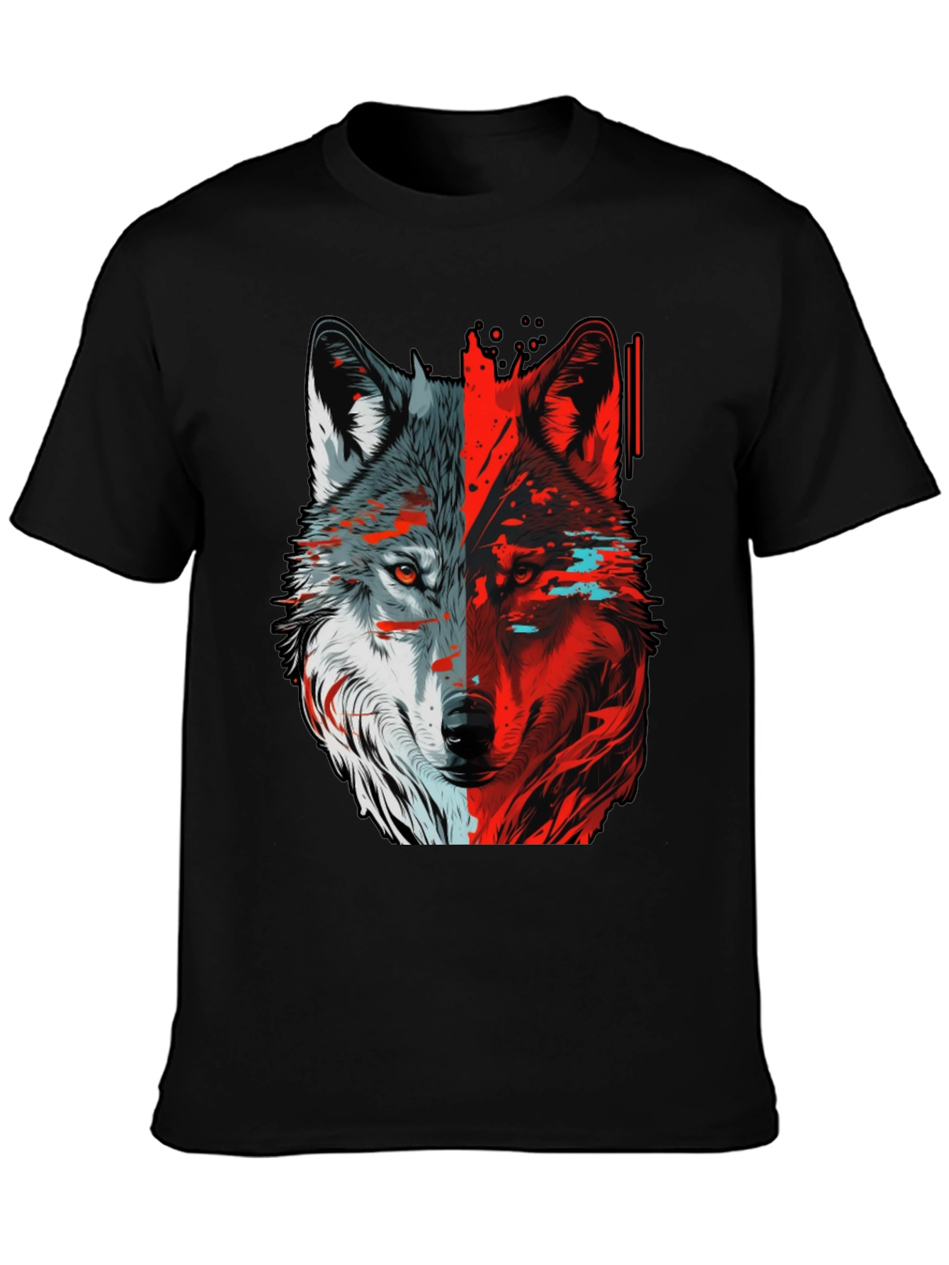 Black Bicolor Wolf Graphic T-Shirt - Stylish Animal Tee view 3