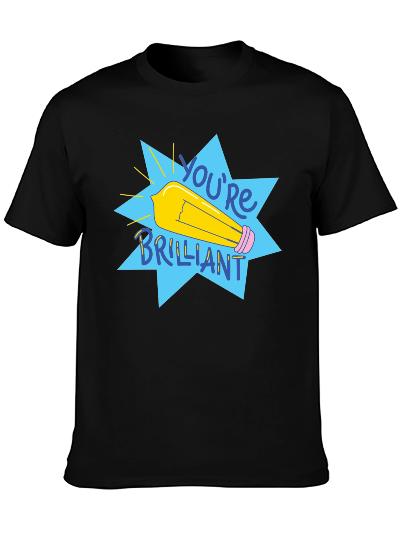 Black You're Brilliant Graphic Tee - Black Cotton T-Shirt view 3