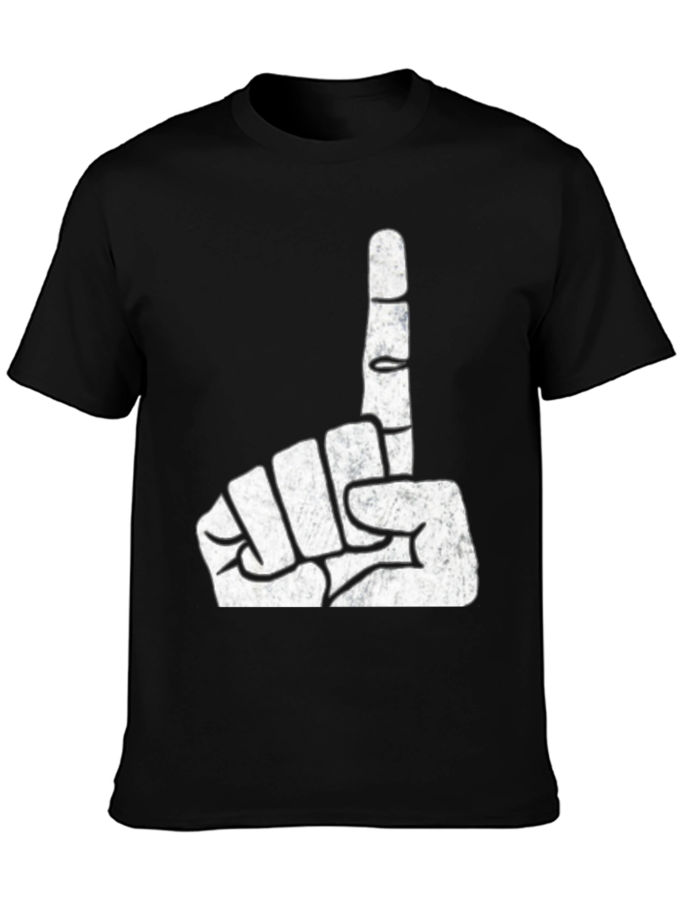 Black One Finger Gesture Graphic T-Shirt view 3