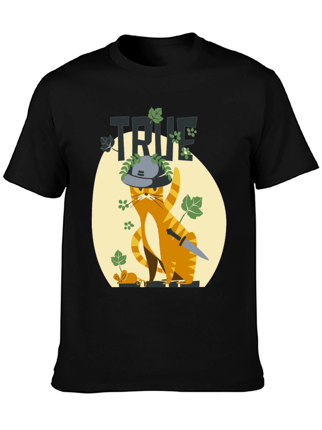 Black True Detective Cat Graphic Tee view 3