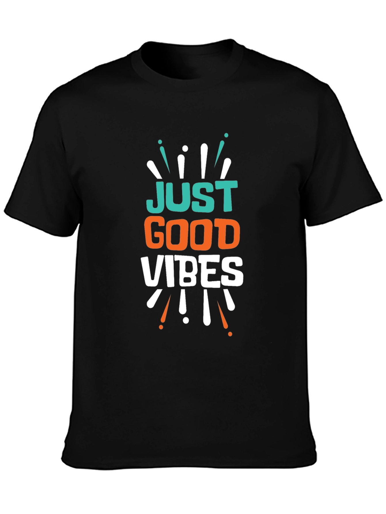 Black Just Good Vibes Graphic Tee - Black Cotton T-Shirt view 3