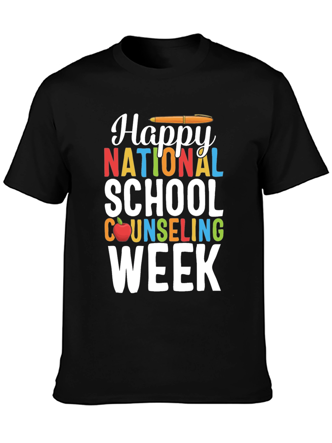 Black Happy National School Counseling Week T-Shirt view 3
