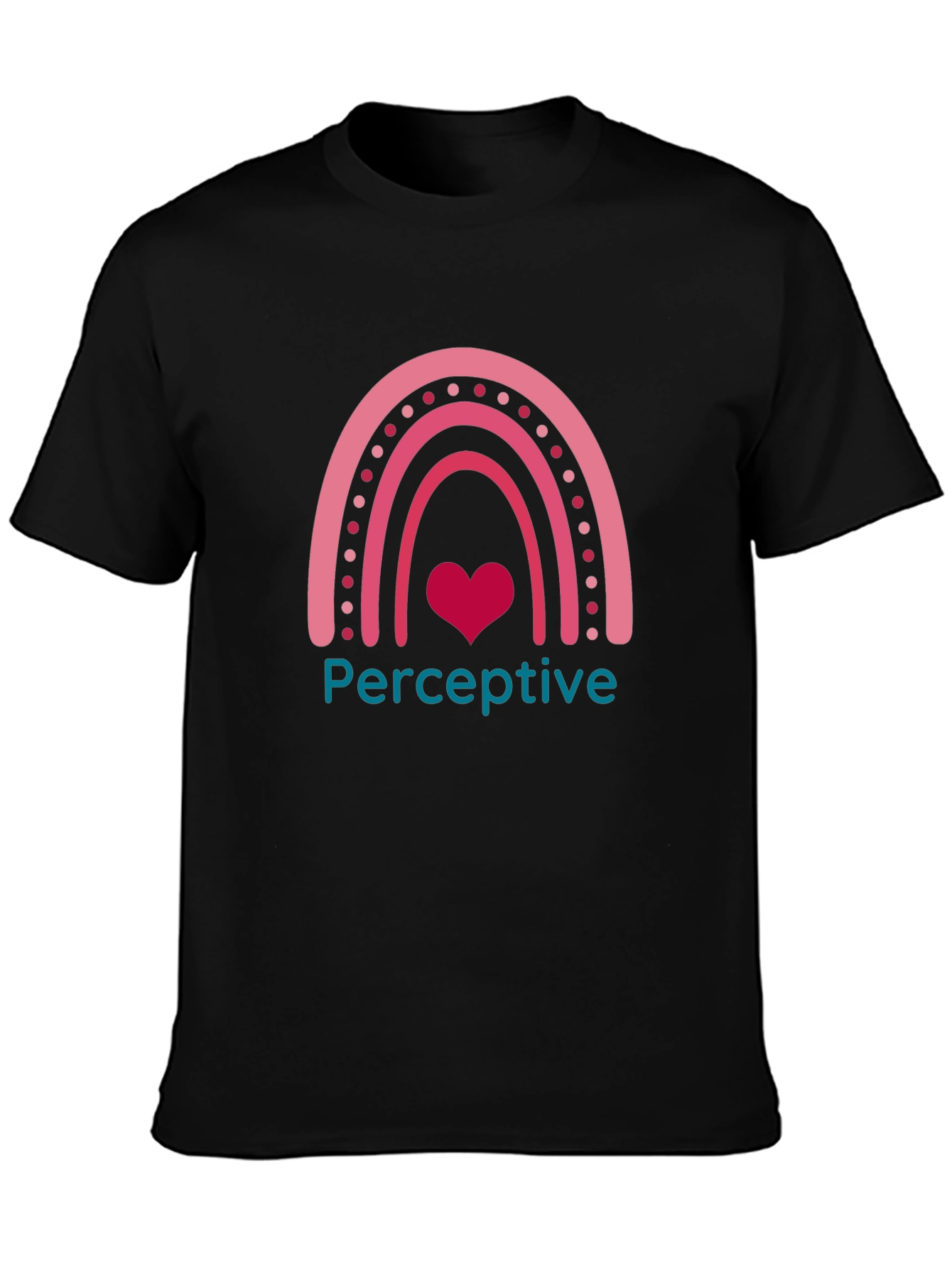 Black Perceptive Rainbow Heart Graphic T-Shirt - Soft Cotton Blend view 3