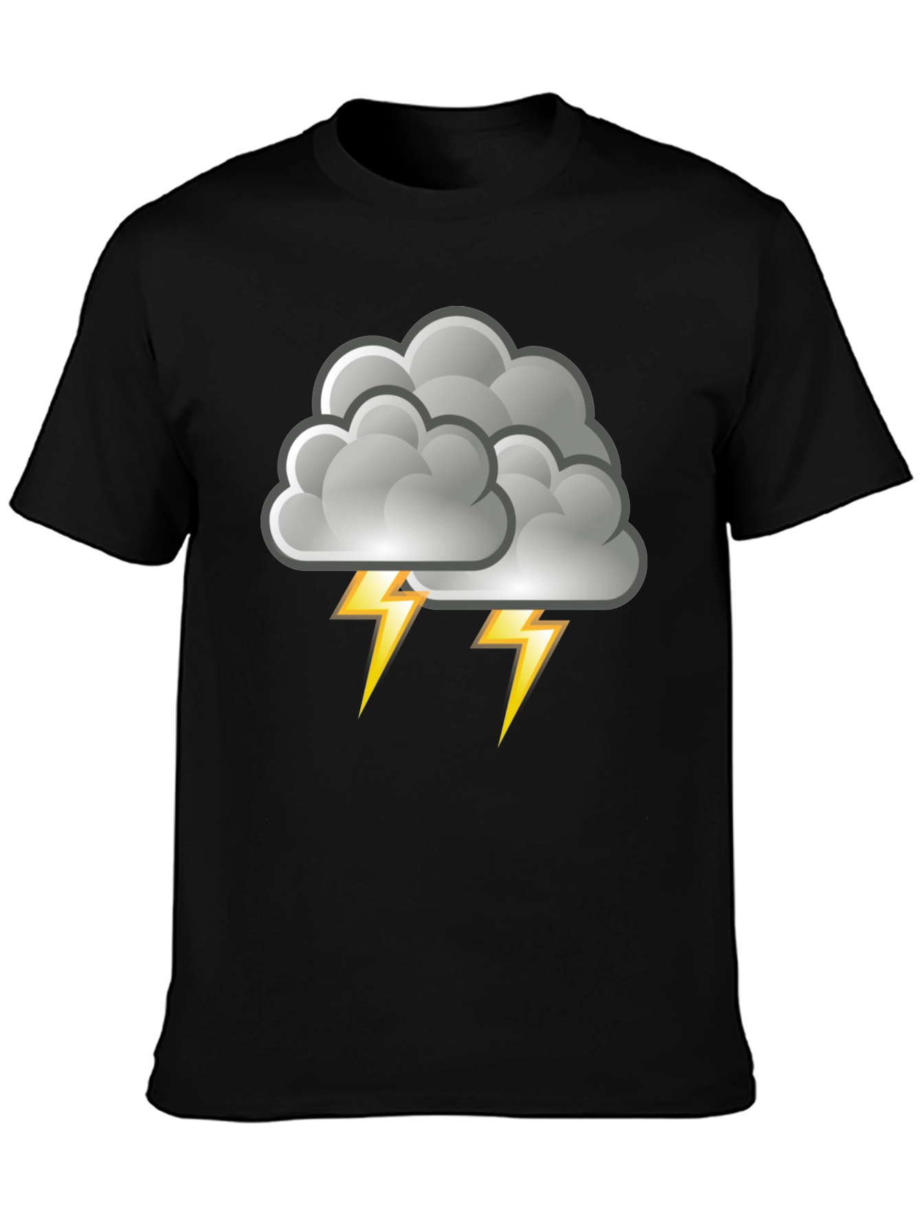 Black Storm Cloud & Lightning Bolt Graphic Tee - Black view 3