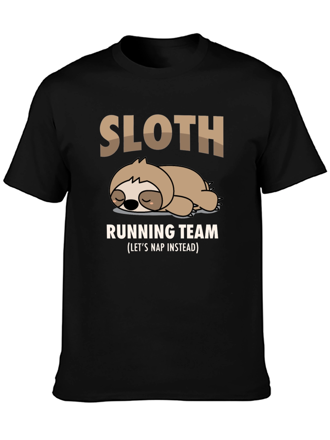 Black Sloth Running Team T-Shirt - Funny Nap Time Tee view 3