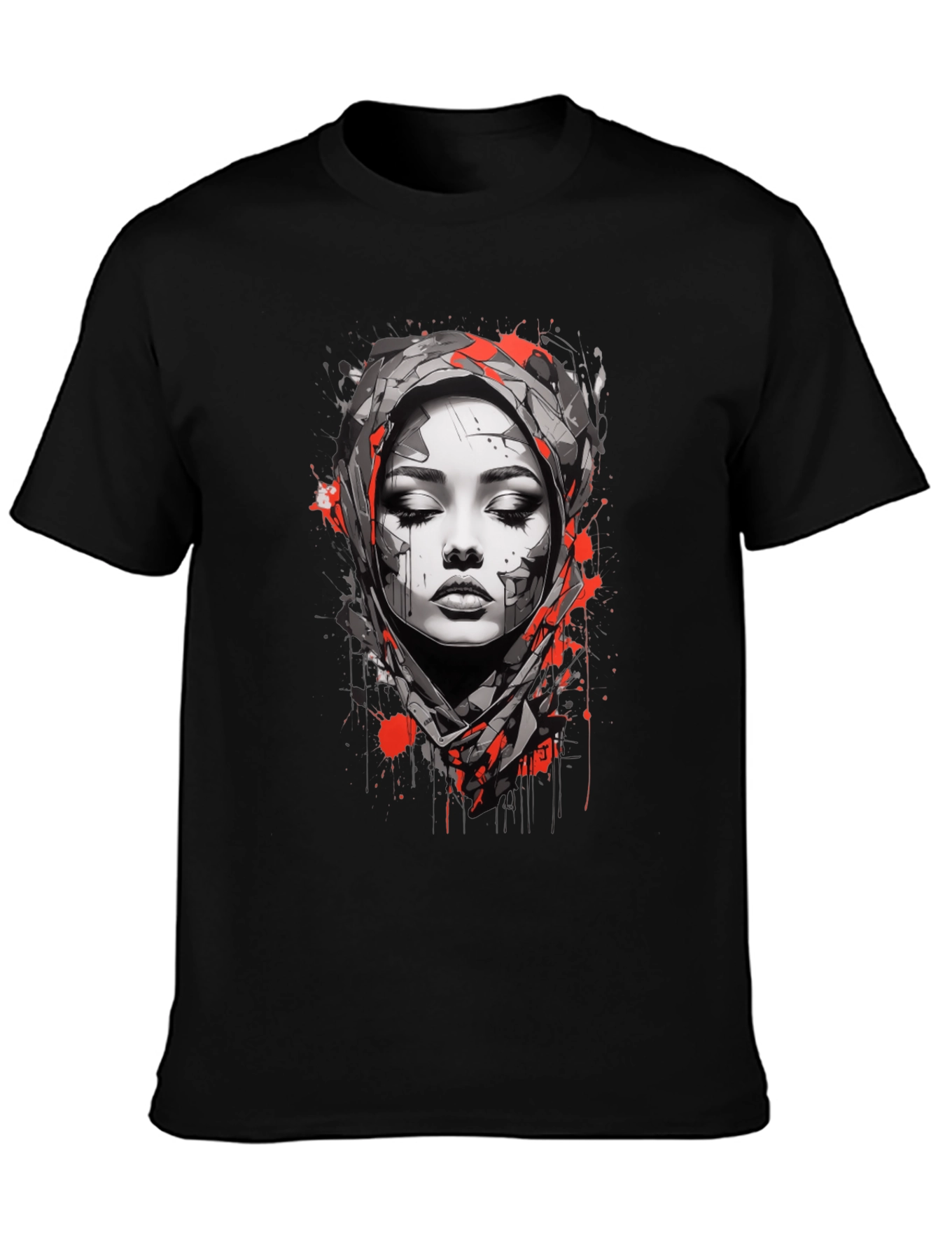 Black Abstract Woman Graphic Tee - Stylish Unisex T-Shirt view 3