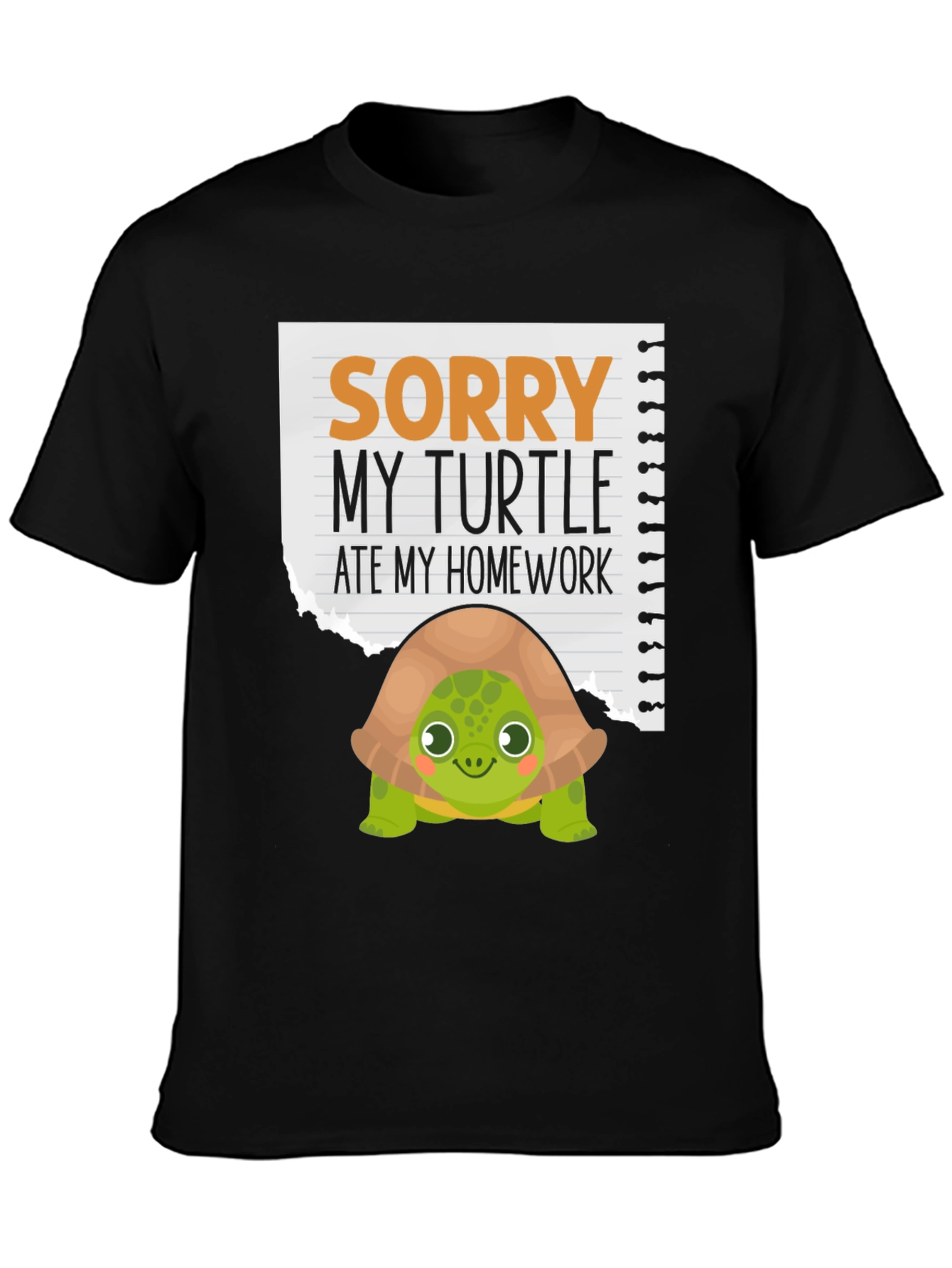 Black Turtle Ate My Homework T-Shirt view 3