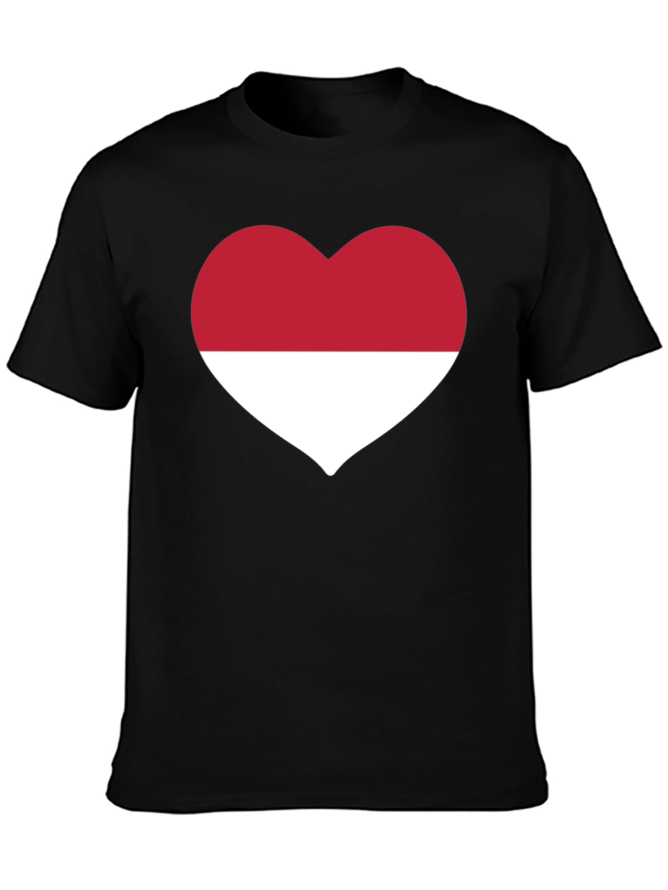Black Indonesia Heart Flag Black T-Shirt view 3