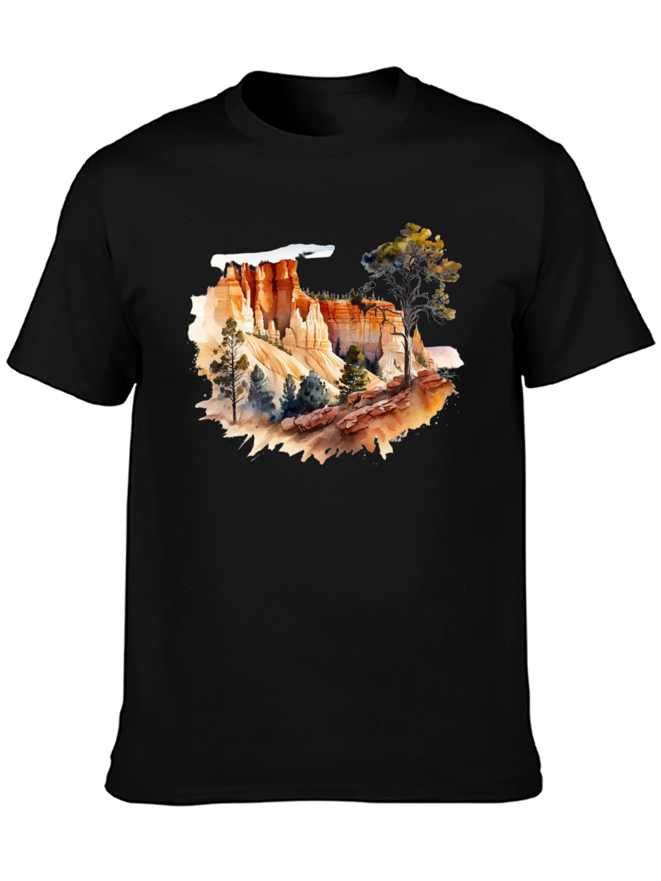 Black Bryce Canyon Watercolor Graphic Tee - Black view 3