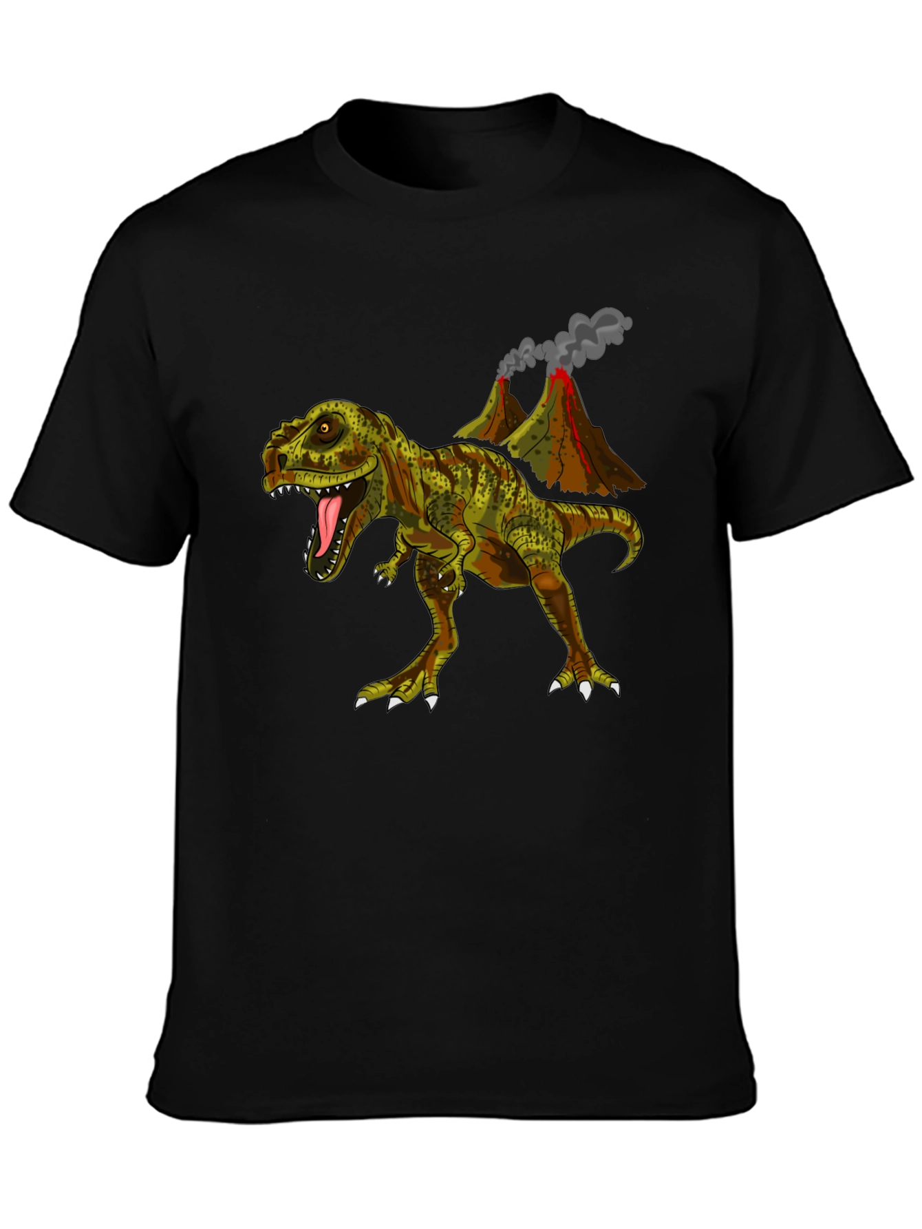Black Dino Volcano T-Shirt - Jurassic Cool view 3