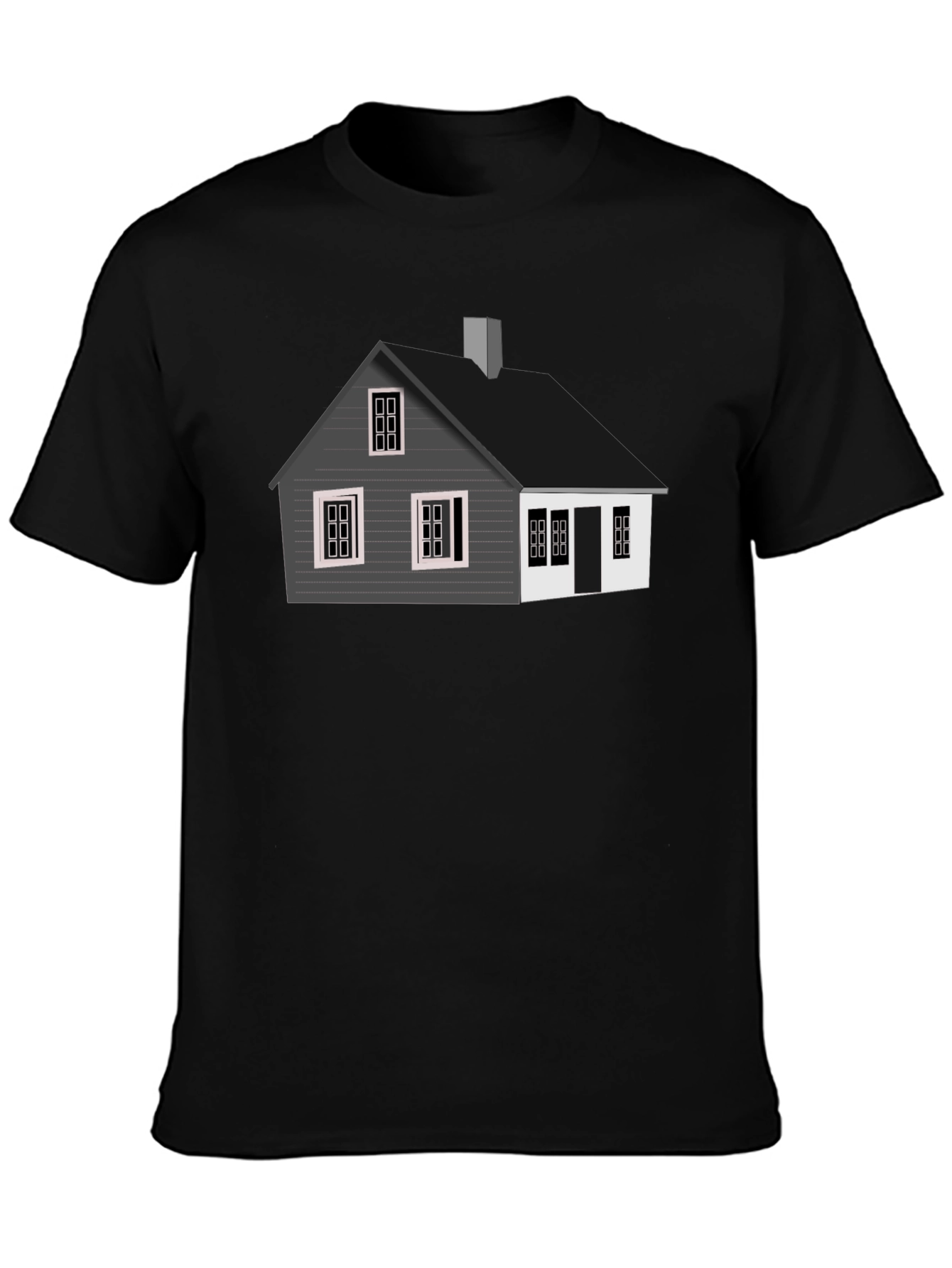 Black House Graphic Tee - Black Cotton T-Shirt view 3