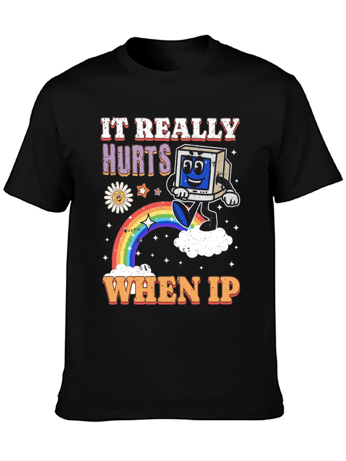 Black Retro Tech Humor T-Shirt view 3