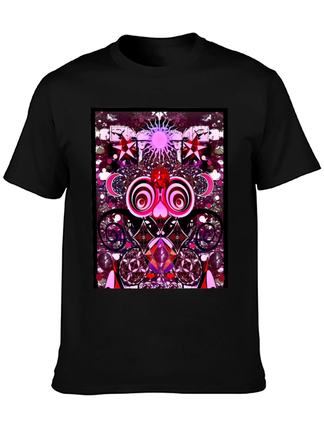 Black Psychedelic Art Graphic Tee view 3