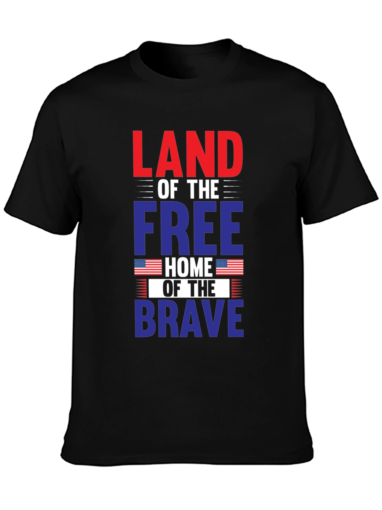Black Patriotic T-Shirt: Land of the Free, Home of the Brave view 3