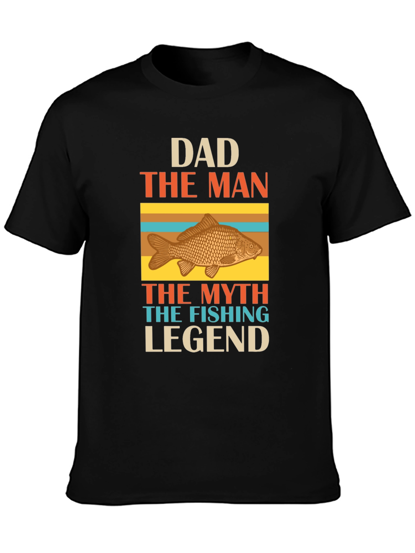 Black Dad Fishing Legend Graphic T-Shirt view 3