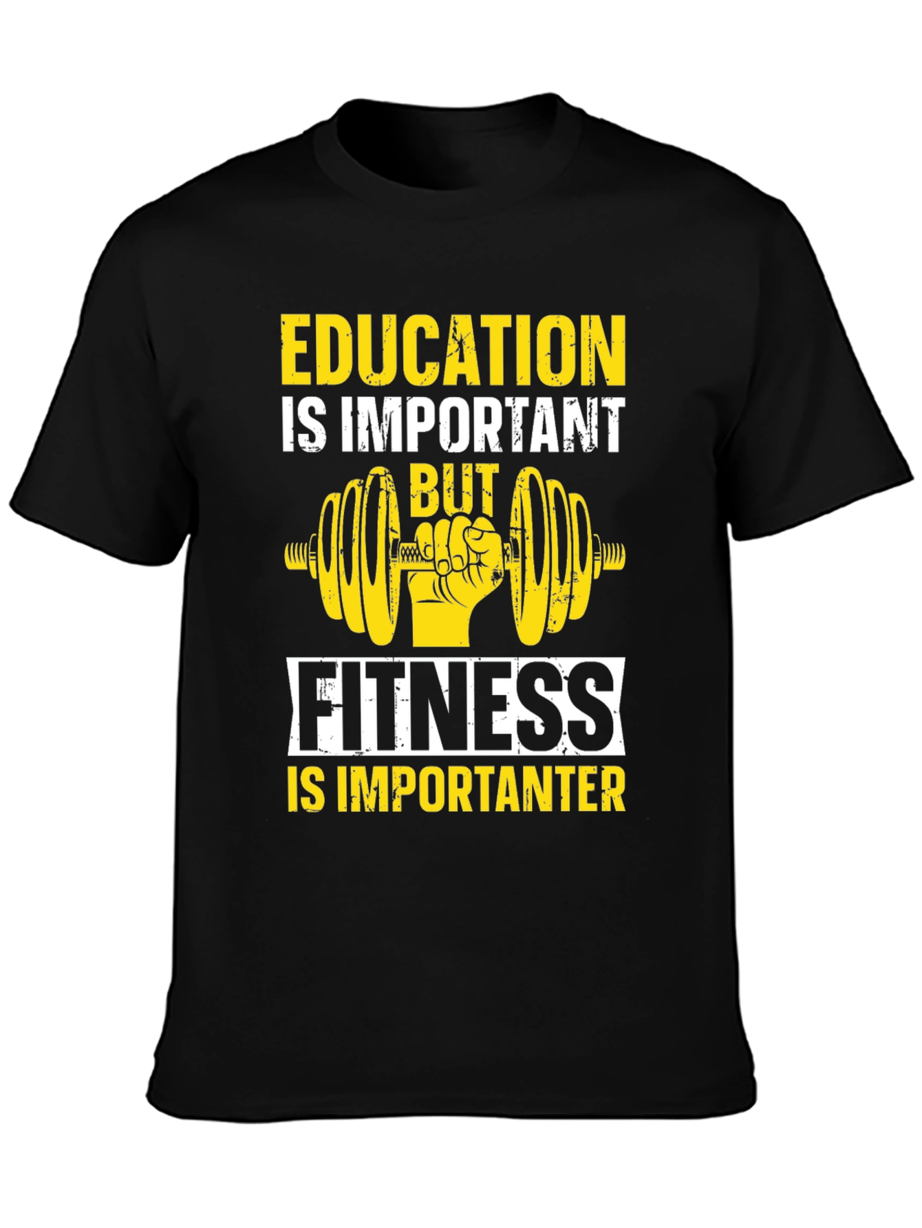 Black Education vs Fitness Graphic T-Shirt view 3