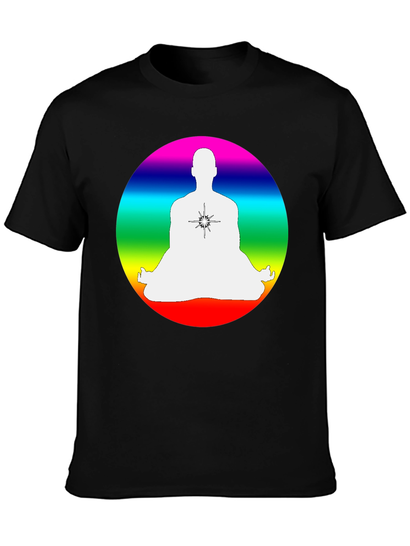Black Rainbow Chakra Meditation T-Shirt - Black view 3