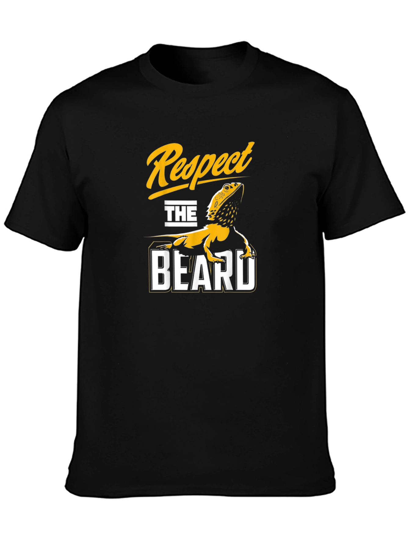 Black Respect the Beard T-Shirt - Bearded Dragon Design view 3