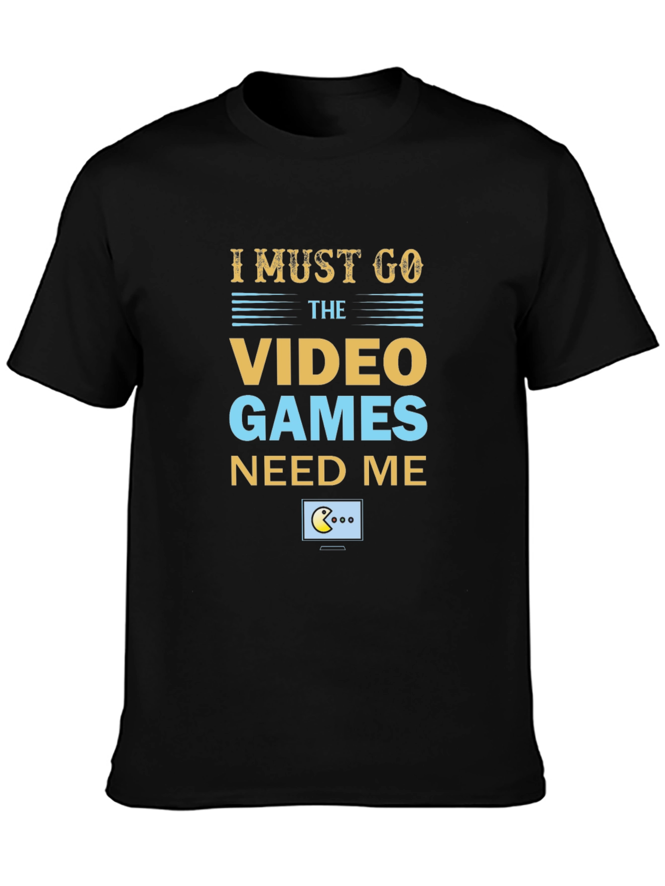 Black I Must Go Video Games Men's T-Shirt view 3