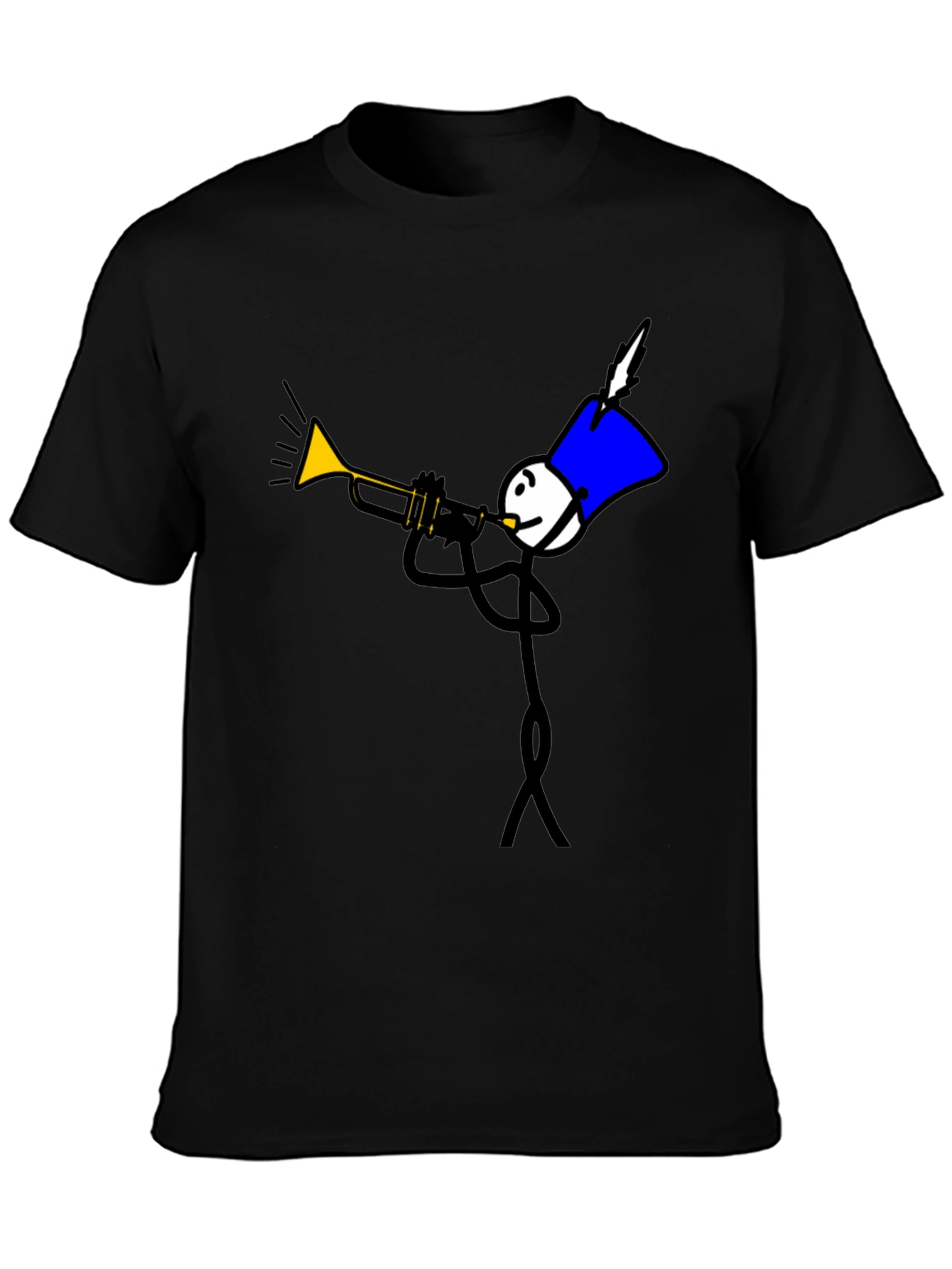 Black Stick Figure Trumpet Player Graphic Tee view 3