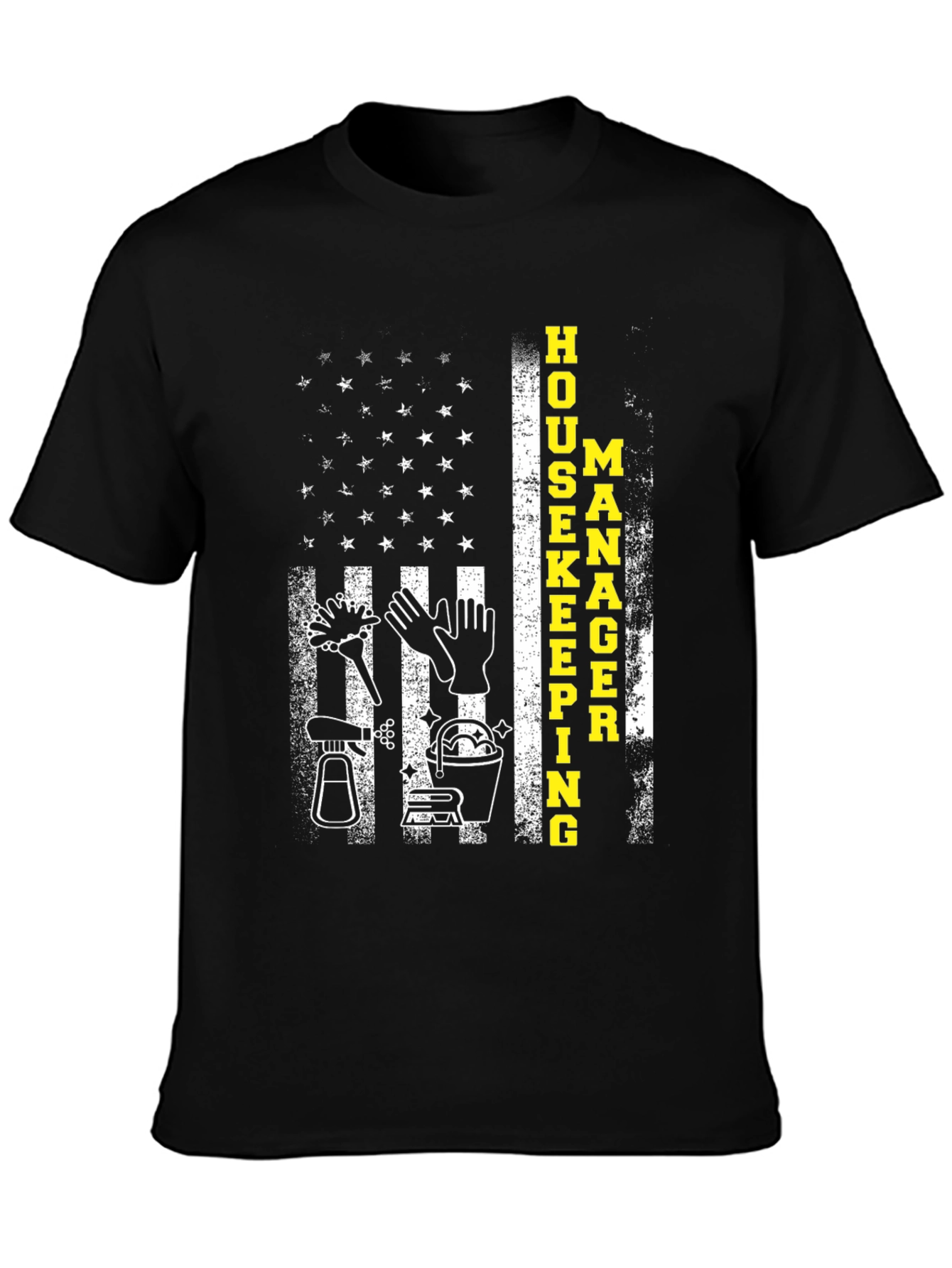 Black Housekeeping Manager Flag T-Shirt view 3