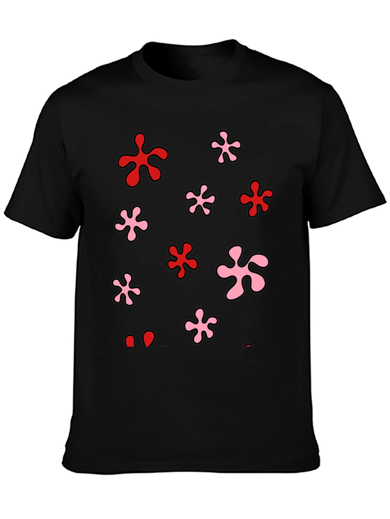 Black Funky Floral Print Black T-Shirt view 3