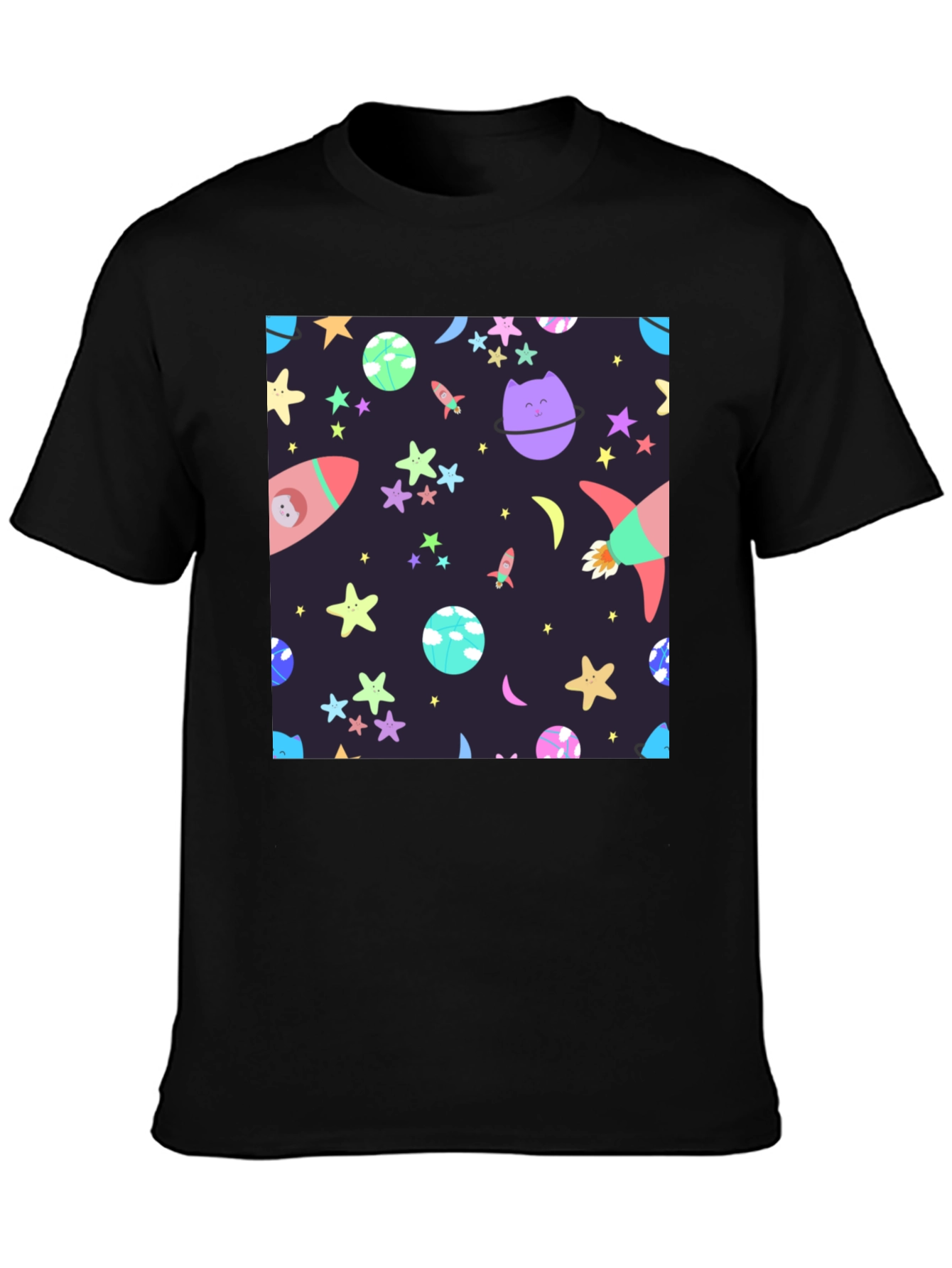 Black Cosmic Cartoon T-Shirt view 3