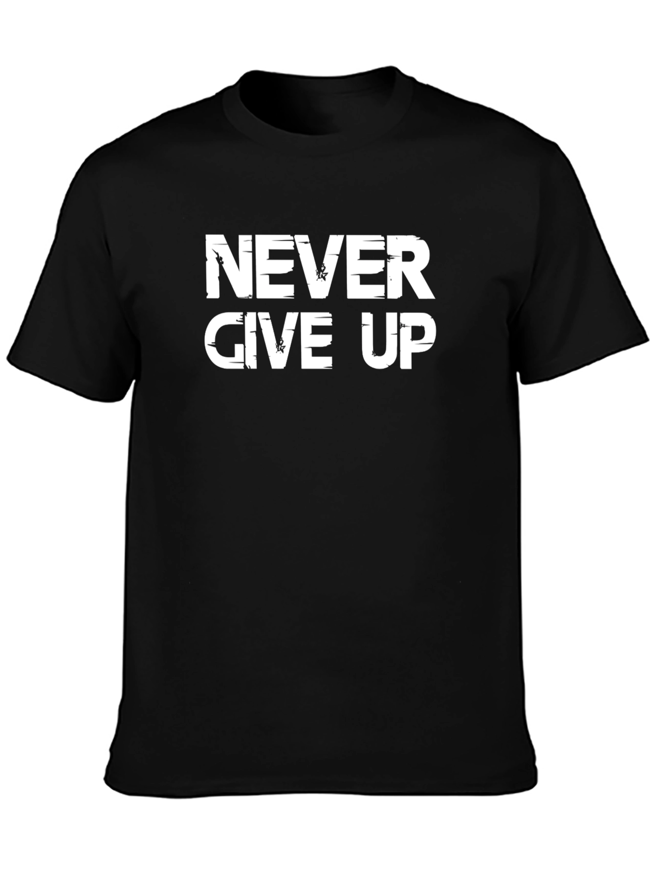 Black Never Give Up Graphic Tee - Motivational Black T-Shirt view 3