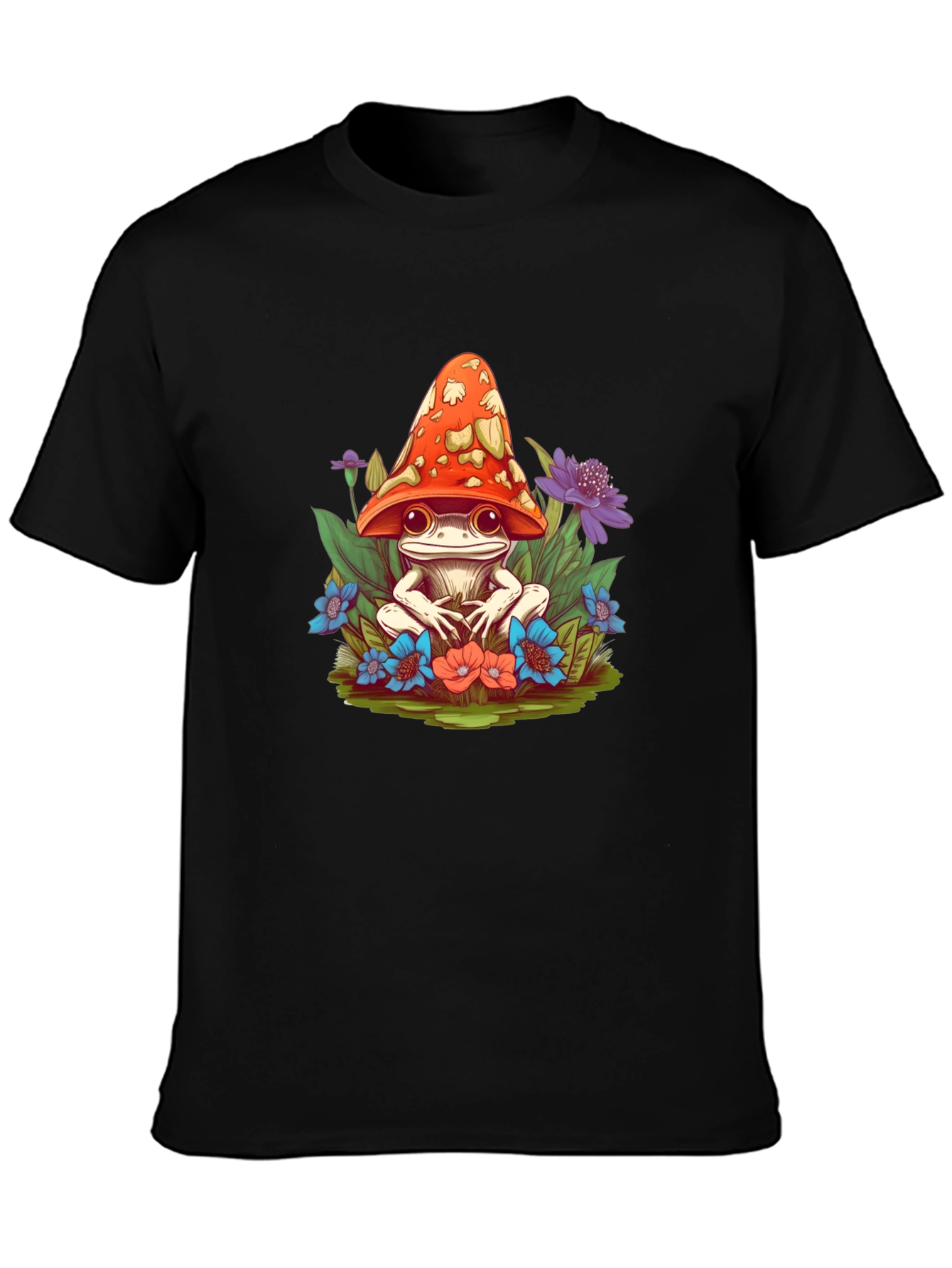 Black Mushroom Frog Graphic Tee view 3