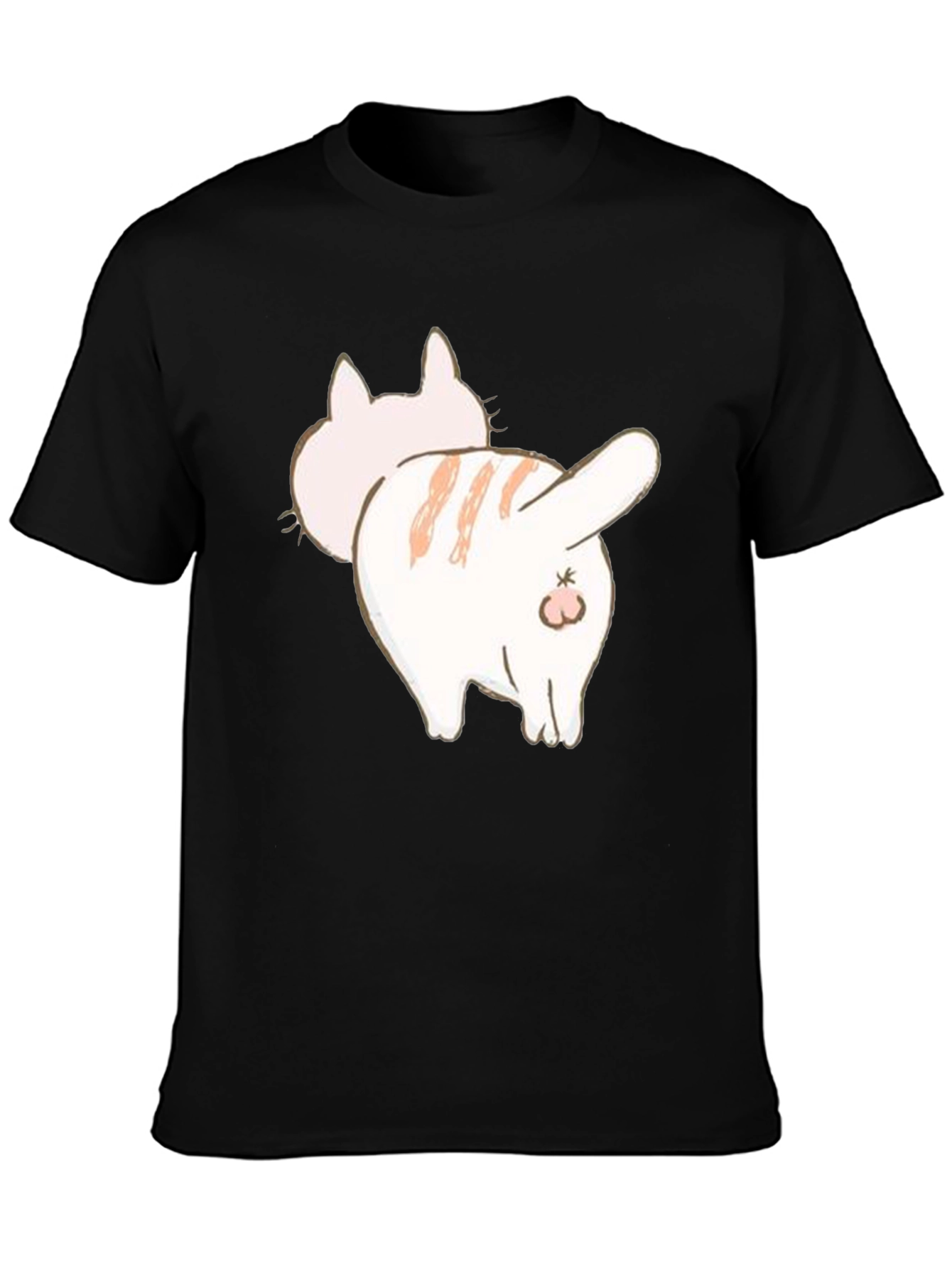 Black Funny Cat Butt Graphic Tee - Unisex Black T-Shirt view 3