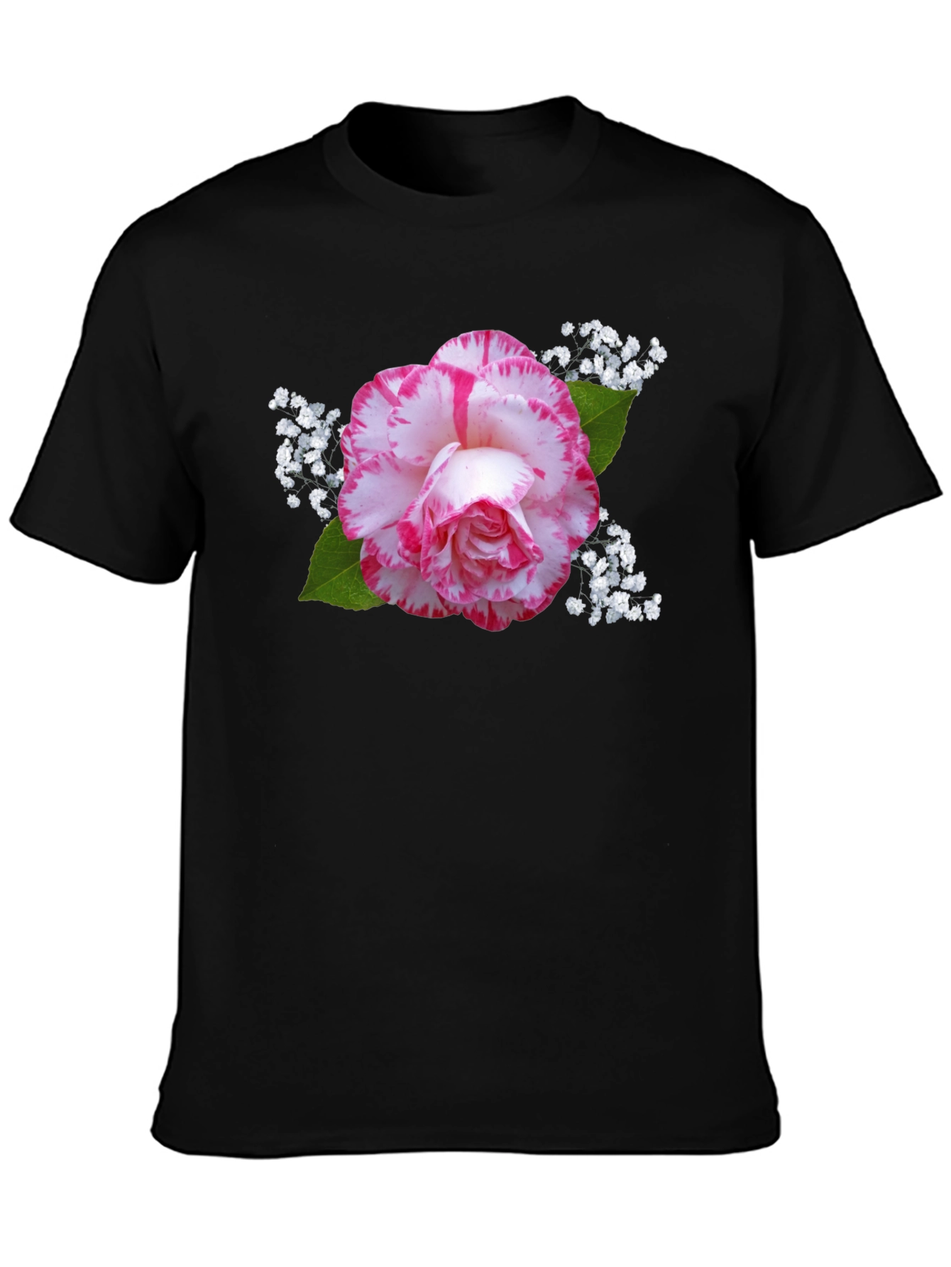 Black Floral Print Black T-Shirt - Stylish & Unique view 3