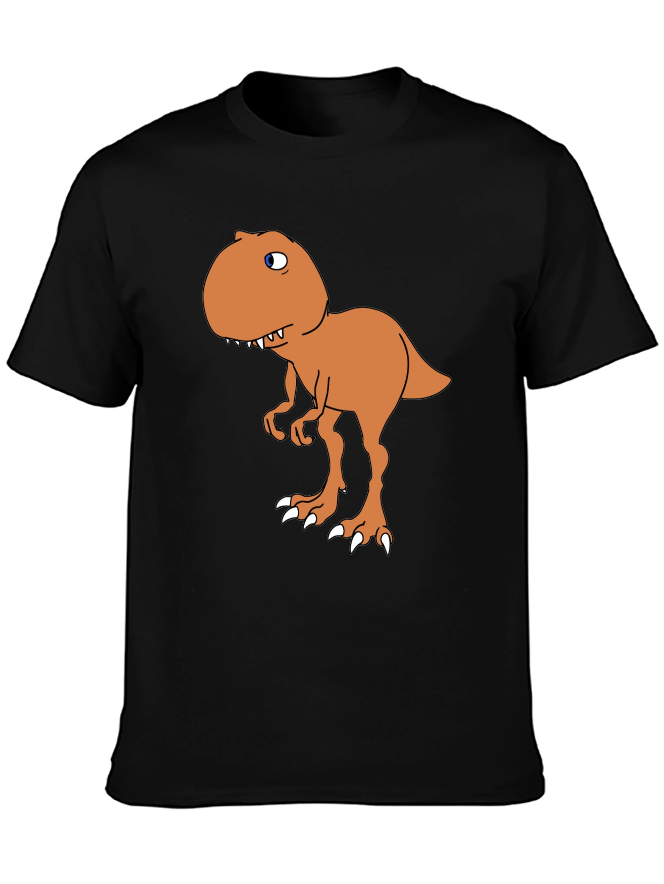 Black Cartoon Dinosaur Graphic Tee - Black view 3