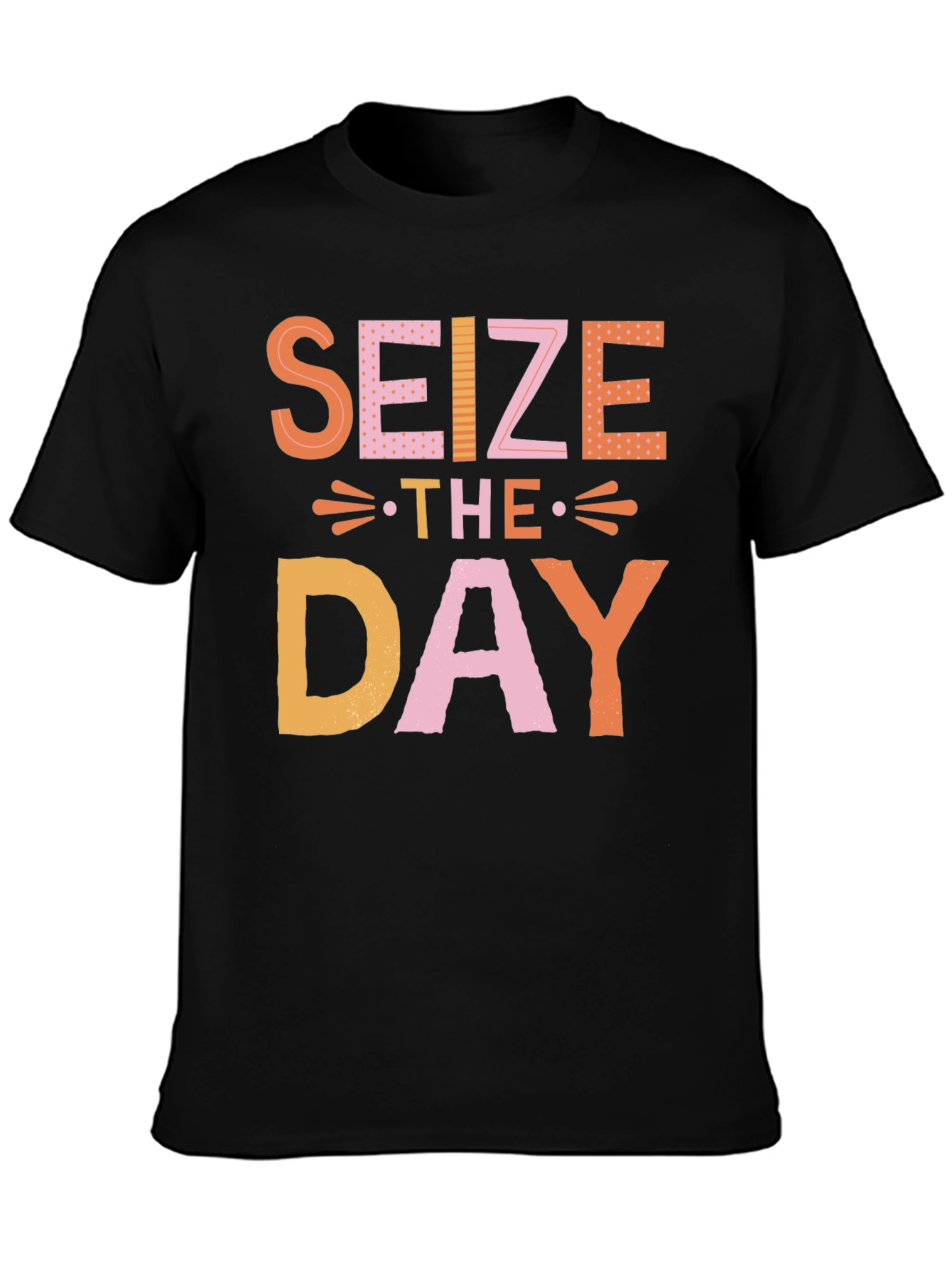 Black Seize the Day Graphic Tee - Trendy Black T-Shirt view 3