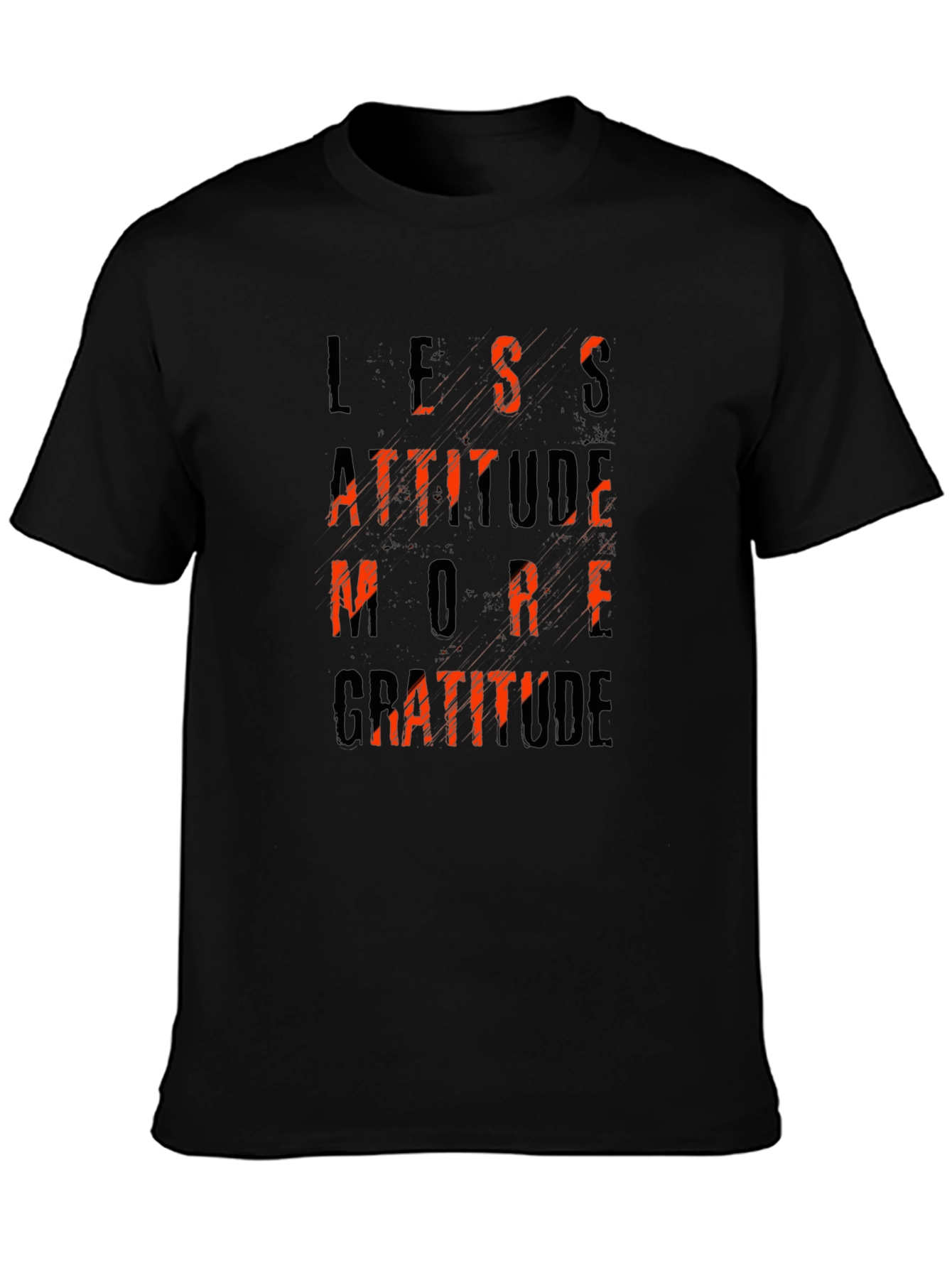 Black Less Attitude More Gratitude Black T-Shirt view 3