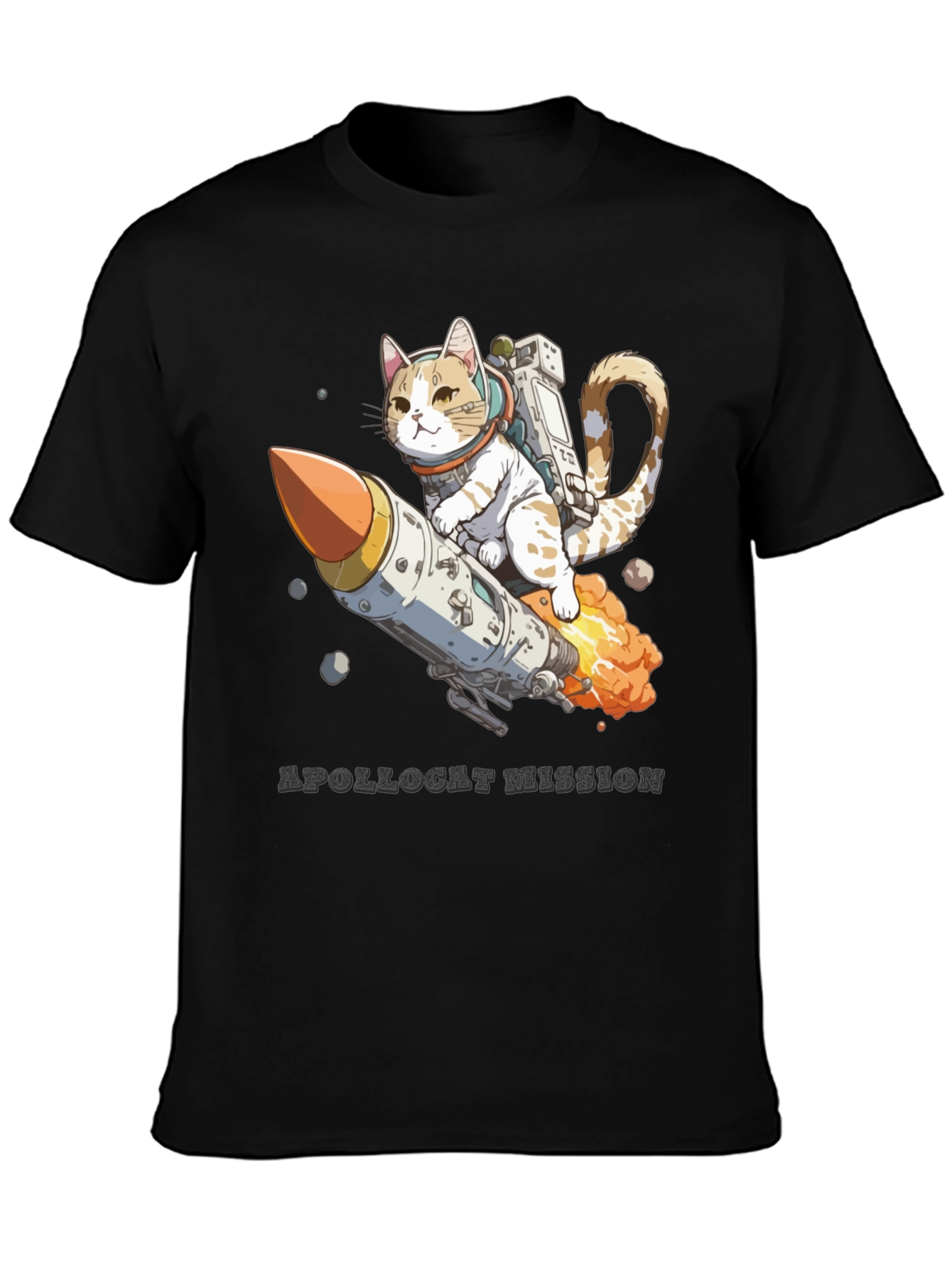 Black ApolloCat Mission Black T-Shirt view 3