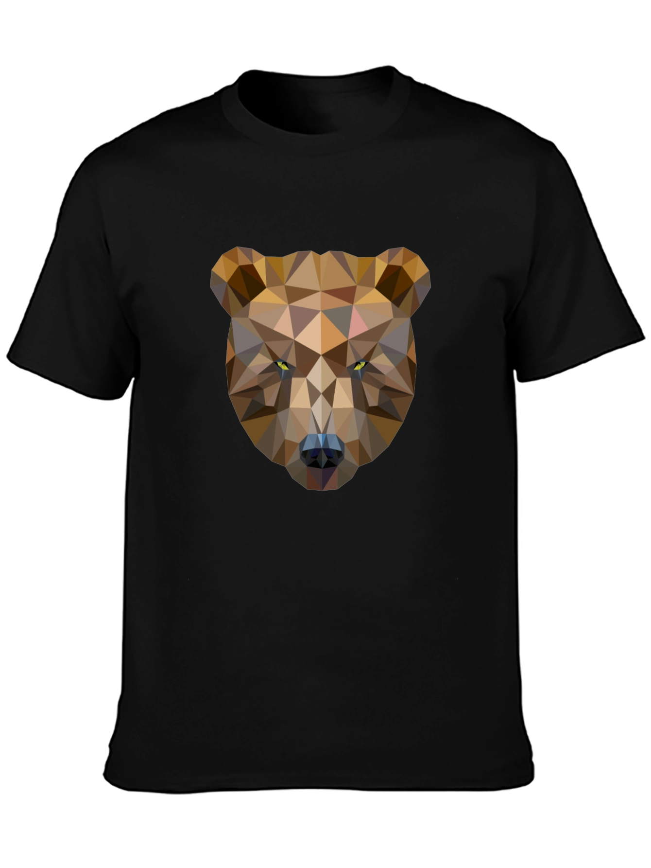 Black Geometric Bear Graphic Tee - Black Cotton T-Shirt view 3