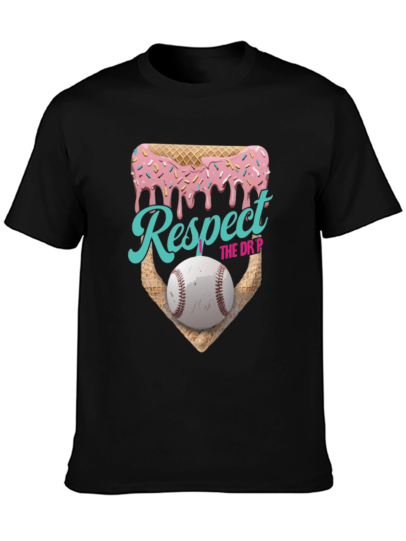 Black Respect the Drip Baseball T-Shirt view 3