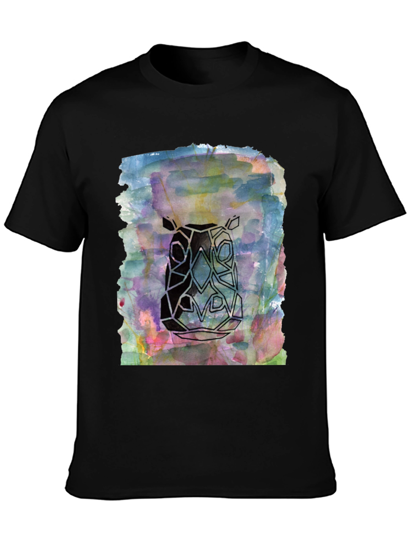 Black Abstract Rhino Graphic Tee - Men's Black T-Shirt view 3