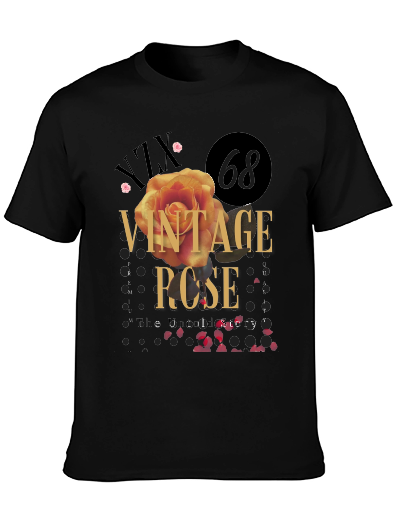 Black Vintage Rose Graphic Tee - Stylish Unisex T-Shirt view 3