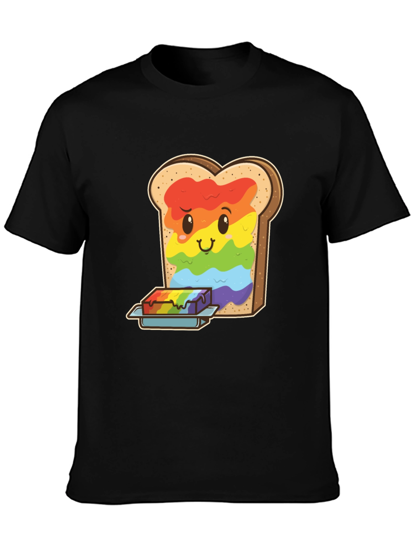 Black Rainbow Toast Graphic Tee - Unique Novelty Shirt view 3