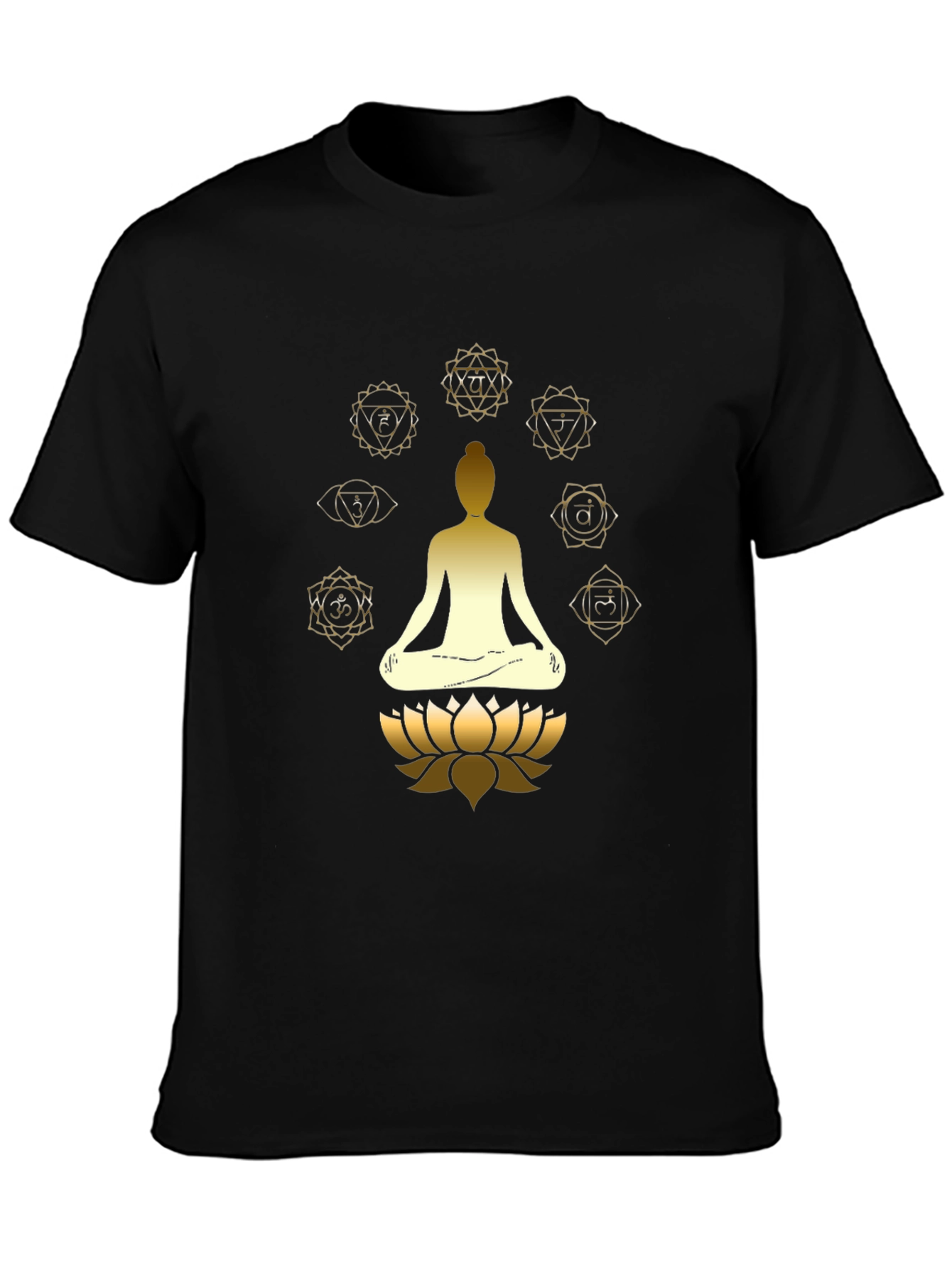 Black Men's Black Chakra Meditation Graphic T-Shirt view 3