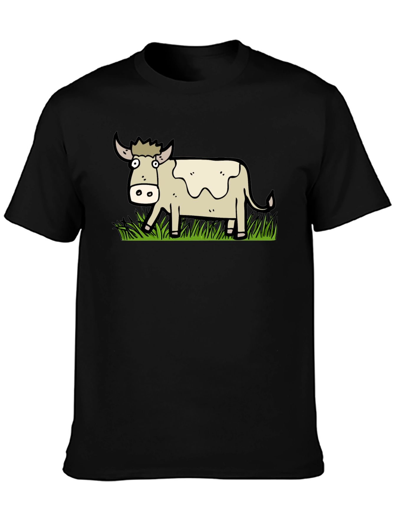 Black Cartoon Cow Graphic T-Shirt - Unisex view 3