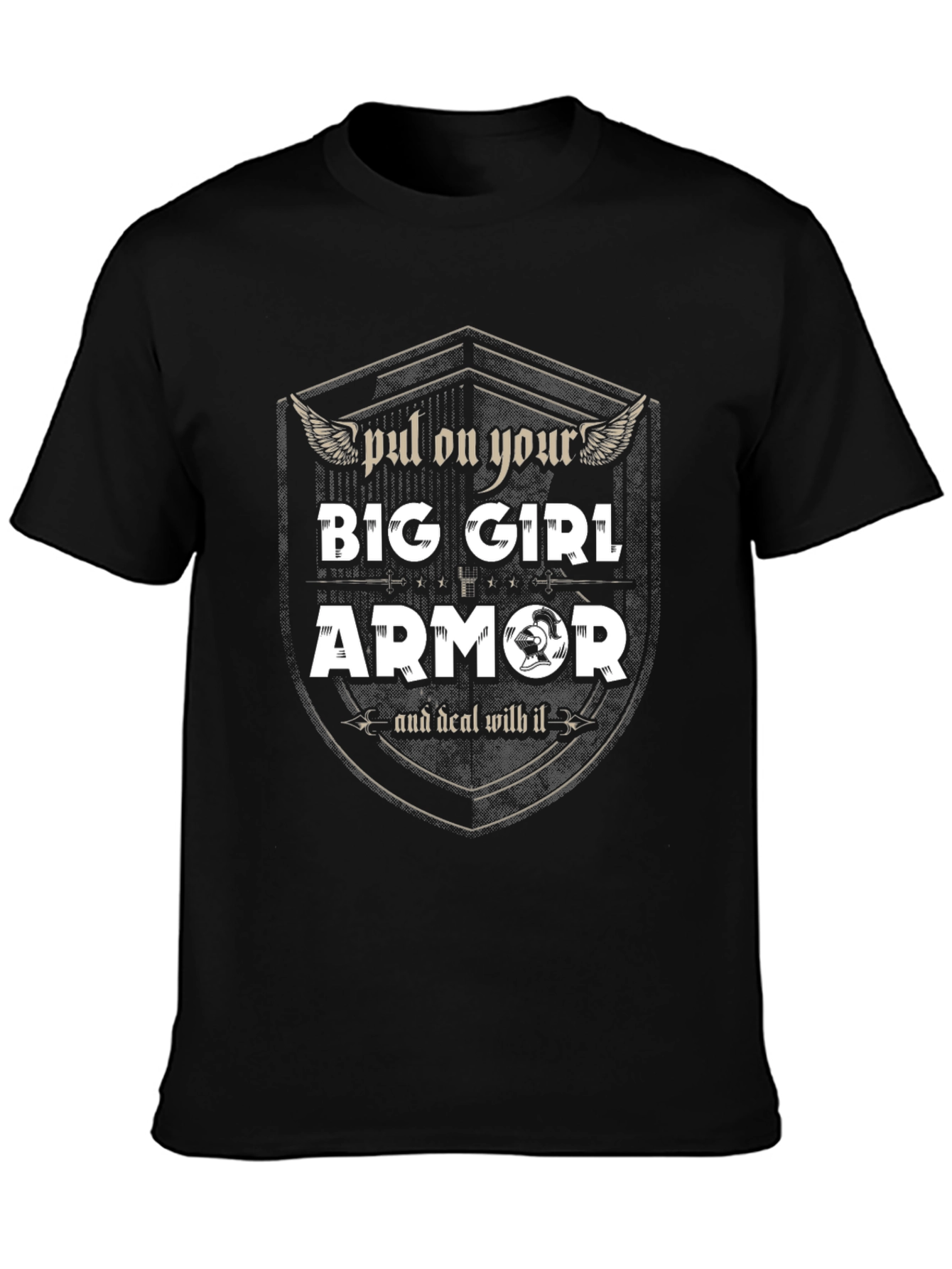 Black Big Girl Armor Graphic Tee - Empowering Fashion view 3