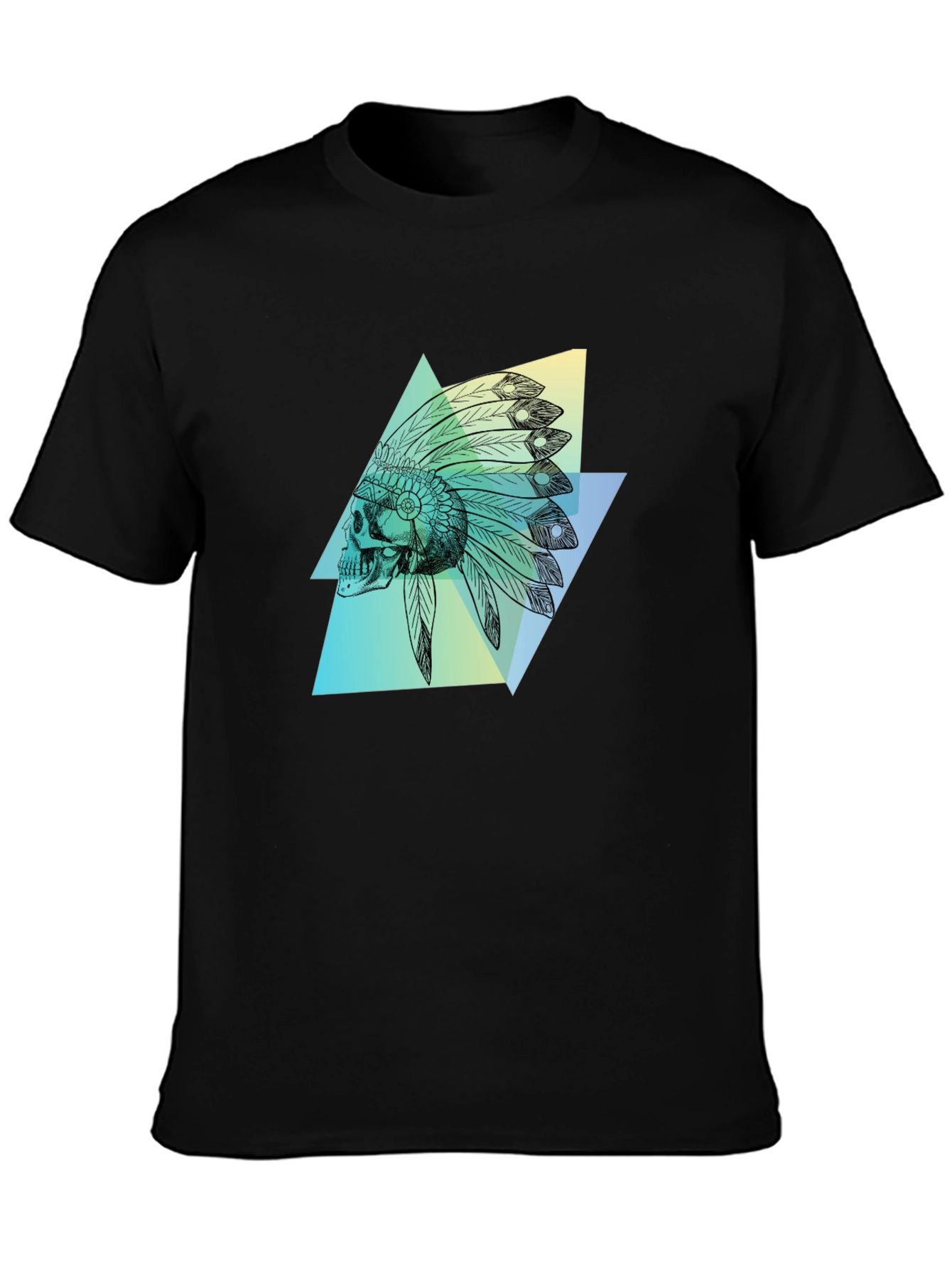Black Skull Headdress Graphic Tee - Black view 3